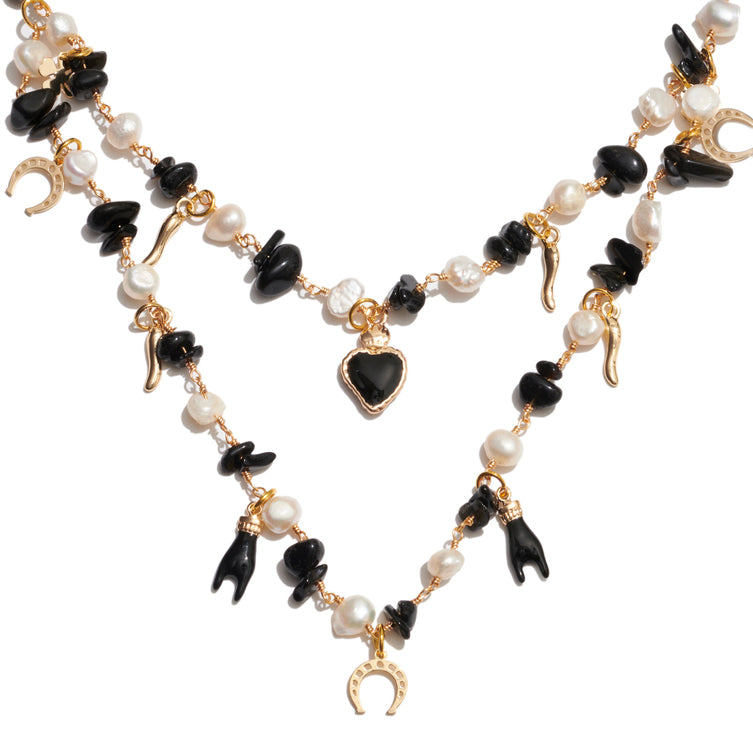 COLLANA SANT'ANNA NEW BLACK DOUBLE